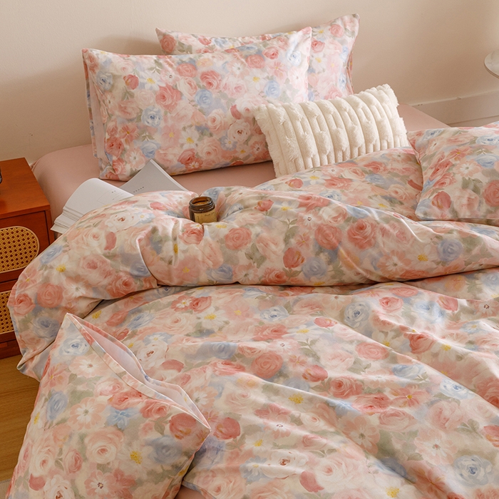 91家纺网 家纺一手货源 找家纺 爱思佳 2025新款加厚全棉磨毛单品套件系列-四件套 甜梦茶语