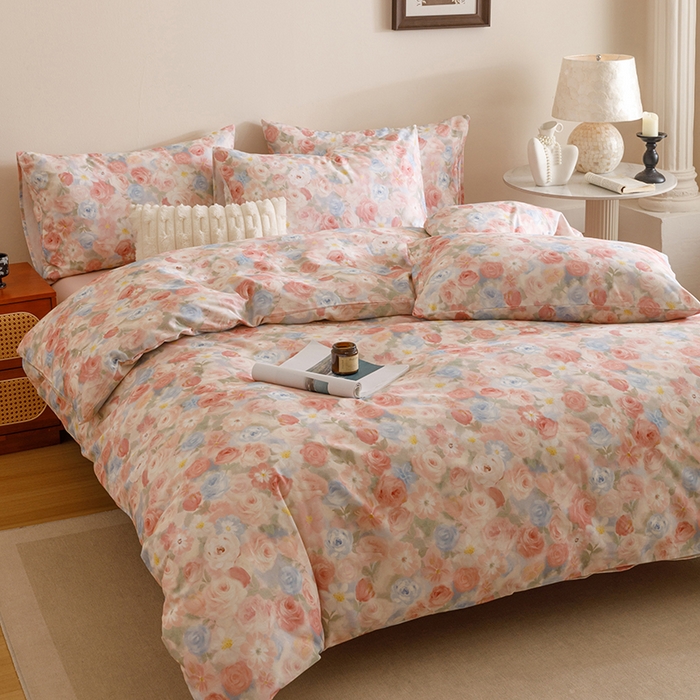 91家纺网 家纺一手货源 找家纺 爱思佳 2025新款加厚全棉磨毛单品套件系列-四件套 甜梦茶语