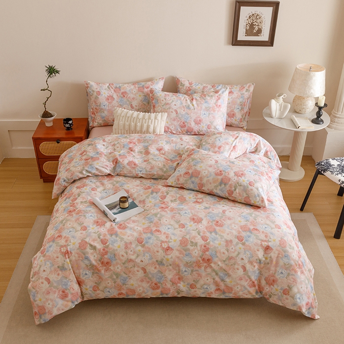 91家纺网 家纺一手货源 找家纺 爱思佳 2025新款加厚全棉磨毛单品套件系列-四件套 甜梦茶语