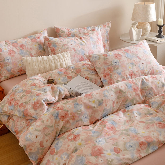 91家纺网 家纺一手货源 找家纺 爱思佳 2025新款加厚全棉磨毛单品套件系列-四件套 甜梦茶语