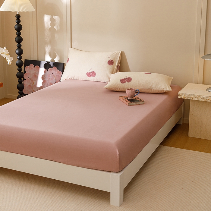 91家纺网 家纺一手货源 找家纺 爱思佳 2025新款加厚全棉磨毛单品套件系列-四件套 甜甜时光-粉