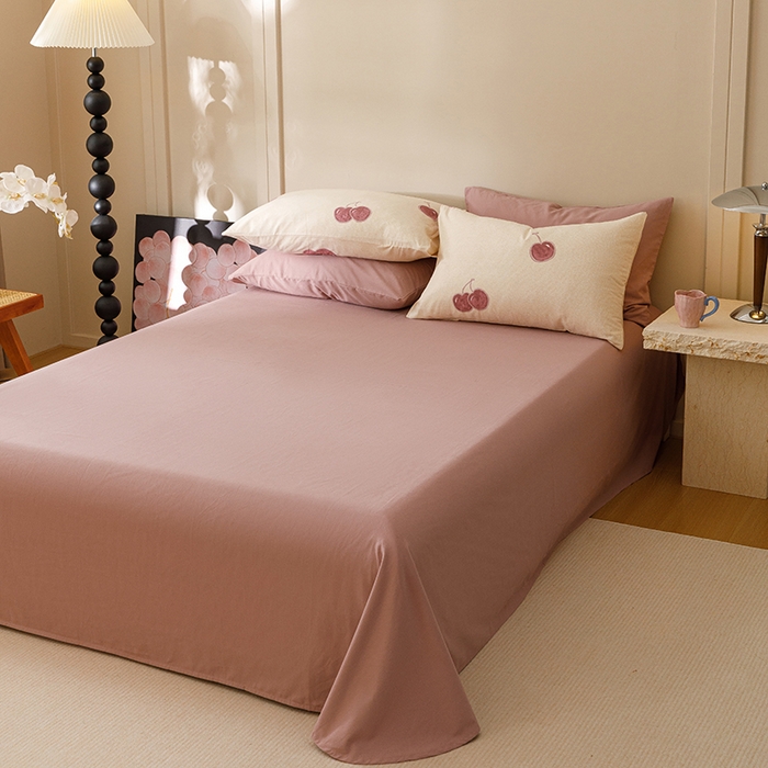 91家纺网 家纺一手货源 找家纺 爱思佳 2025新款加厚全棉磨毛单品套件系列-四件套 甜甜时光-粉