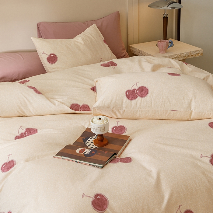 91家纺网 家纺一手货源 找家纺 爱思佳 2025新款加厚全棉磨毛单品套件系列-四件套 甜甜时光-粉