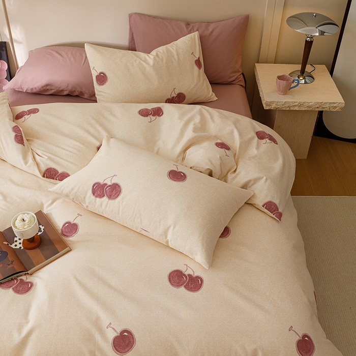 91家纺网 家纺一手货源 找家纺 爱思佳 2025新款加厚全棉磨毛单品套件系列-四件套 甜甜时光-粉