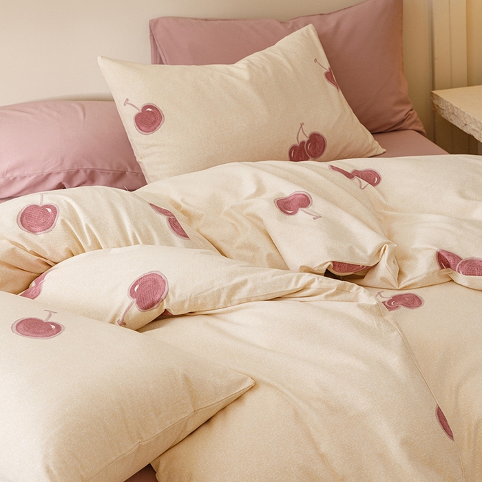 91家纺网 家纺一手货源 找家纺 爱思佳 2025新款加厚全棉磨毛单品套件系列-四件套 甜甜时光-粉