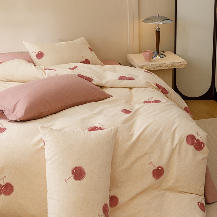 91家纺网 家纺一手货源 找家纺 爱思佳 2025新款加厚全棉磨毛单品套件系列-四件套 甜甜时光-粉