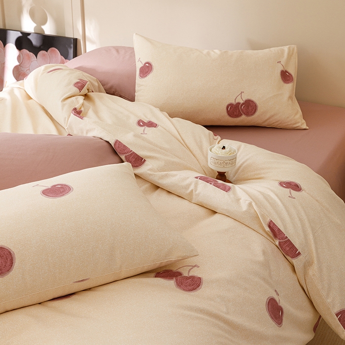 91家纺网 家纺一手货源 找家纺 爱思佳 2025新款加厚全棉磨毛单品套件系列-四件套 甜甜时光-粉