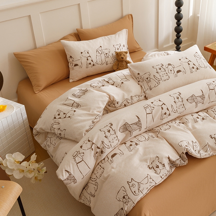 91家纺网 家纺一手货源 找家纺 爱思佳 2025新款加厚全棉磨毛单品套件系列-四件套 旺仔派