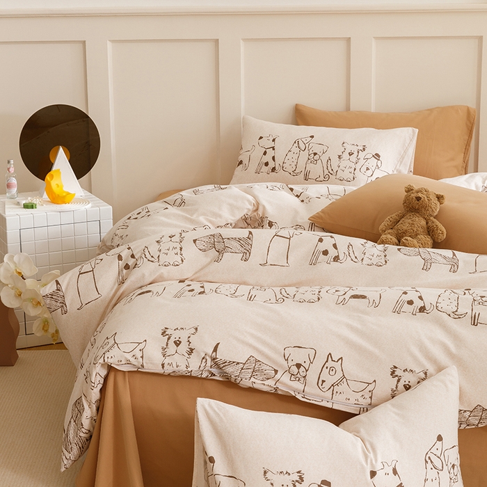 91家纺网 家纺一手货源 找家纺 爱思佳 2025新款加厚全棉磨毛单品套件系列-四件套 旺仔派