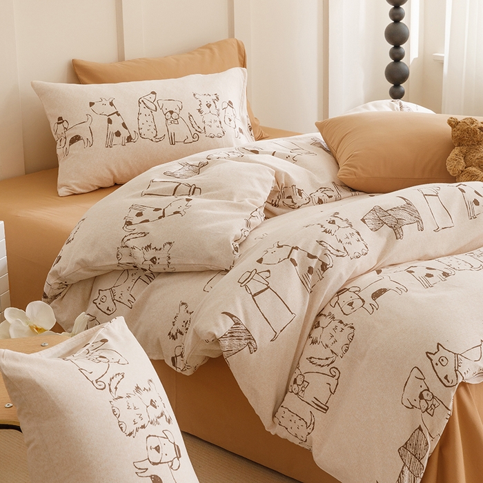 91家纺网 家纺一手货源 找家纺 爱思佳 2025新款加厚全棉磨毛单品套件系列-四件套 旺仔派