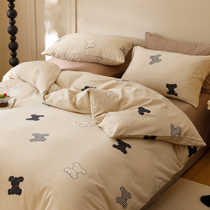 91家纺网 家纺一手货源 找家纺 爱思佳 2025新款加厚全棉磨毛单品套件系列-四件套 喜饰