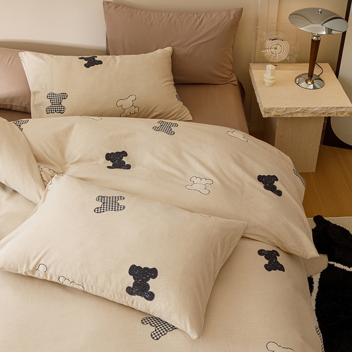 91家纺网 家纺一手货源 找家纺 爱思佳 2025新款加厚全棉磨毛单品套件系列-四件套 喜饰