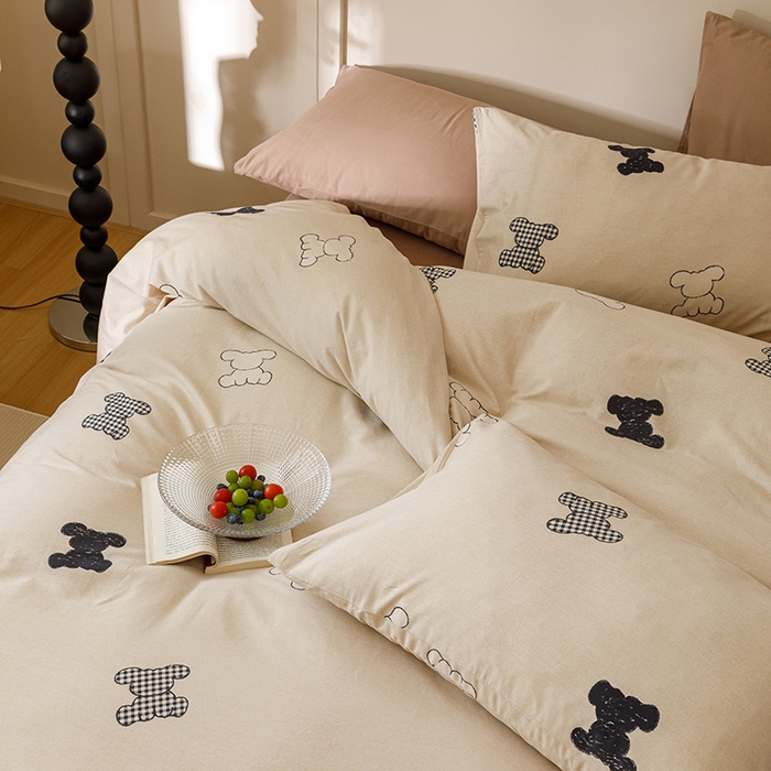 91家纺网 家纺一手货源 找家纺 爱思佳 2025新款加厚全棉磨毛单品套件系列-四件套 喜饰