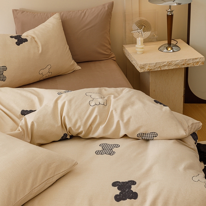 91家纺网 家纺一手货源 找家纺 爱思佳 2025新款加厚全棉磨毛单品套件系列-四件套 喜饰