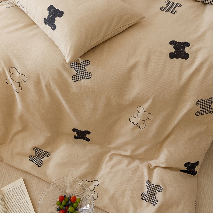 91家纺网 家纺一手货源 找家纺 爱思佳 2025新款加厚全棉磨毛单品套件系列-四件套 喜饰