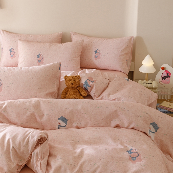 91家纺网 家纺一手货源 找家纺 爱思佳 2025新款加厚全棉磨毛单品套件系列-四件套 幸福熊AA