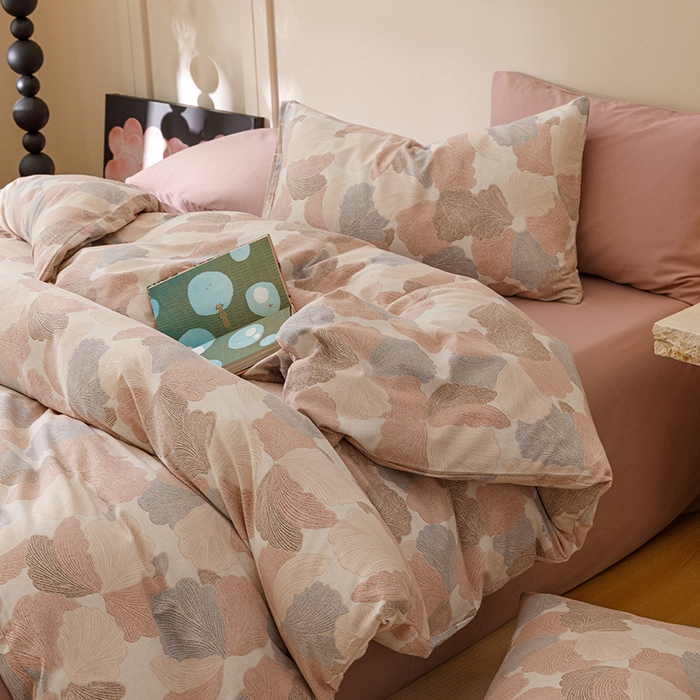 爱思佳 2025新款加厚全棉磨毛单品套件系列-四件套 叶漫