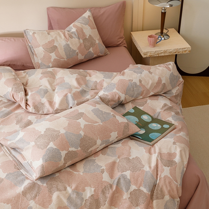 91家纺网 家纺一手货源 找家纺 爱思佳 2025新款加厚全棉磨毛单品套件系列-四件套 叶漫