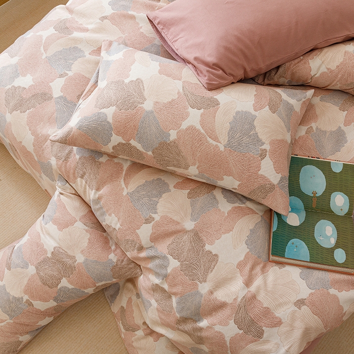 91家纺网 家纺一手货源 找家纺 爱思佳 2025新款加厚全棉磨毛单品套件系列-四件套 叶漫