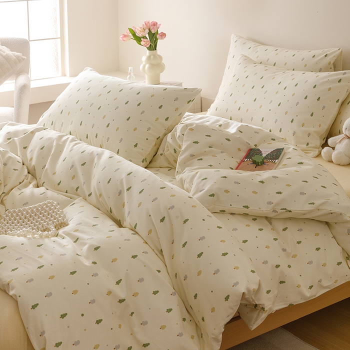 爱思佳 2025新款加厚全棉磨毛单品套件系列-四件套 叶叶情深