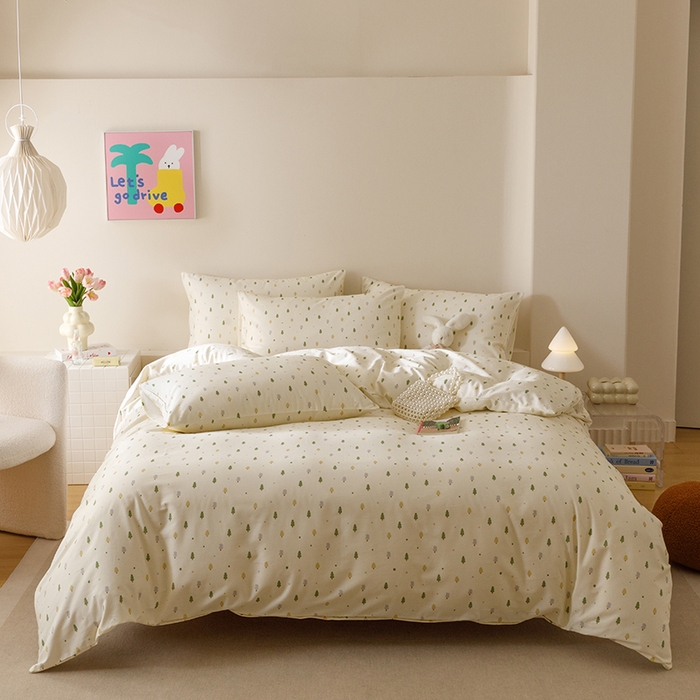 91家纺网 家纺一手货源 找家纺 爱思佳 2025新款加厚全棉磨毛单品套件系列-四件套 叶叶情深