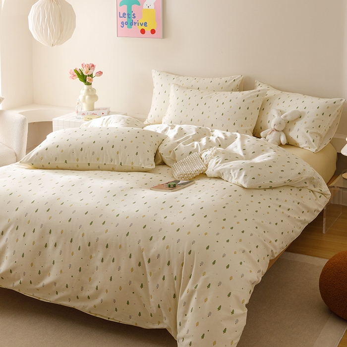 91家纺网 家纺一手货源 找家纺 爱思佳 2025新款加厚全棉磨毛单品套件系列-四件套 叶叶情深