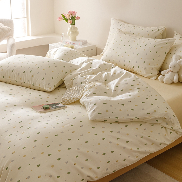 91家纺网 家纺一手货源 找家纺 爱思佳 2025新款加厚全棉磨毛单品套件系列-四件套 叶叶情深