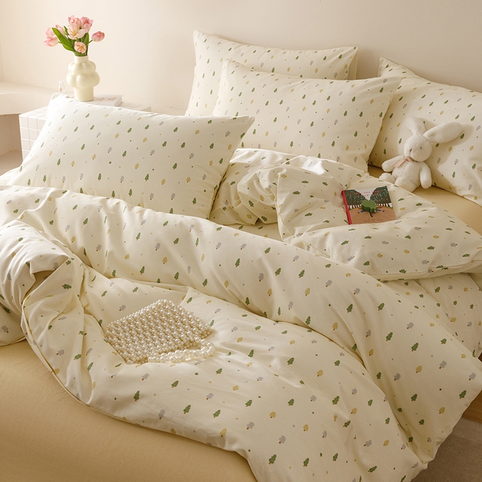 91家纺网 家纺一手货源 找家纺 爱思佳 2025新款加厚全棉磨毛单品套件系列-四件套 叶叶情深