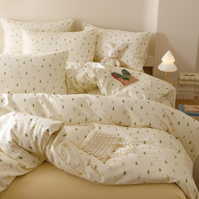 91家纺网 家纺一手货源 找家纺 爱思佳 2025新款加厚全棉磨毛单品套件系列-四件套 叶叶情深