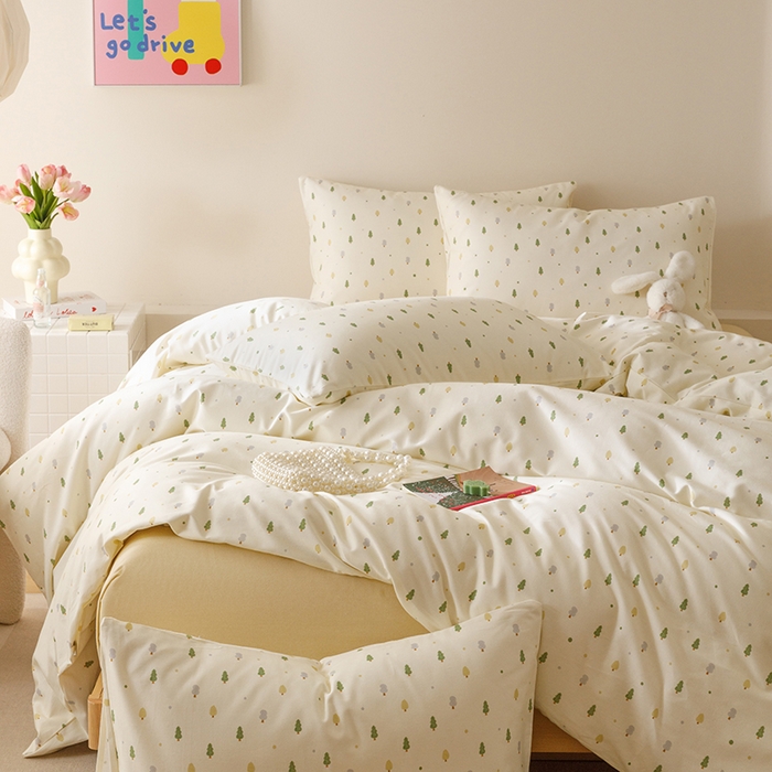 91家纺网 家纺一手货源 找家纺 爱思佳 2025新款加厚全棉磨毛单品套件系列-四件套 叶叶情深