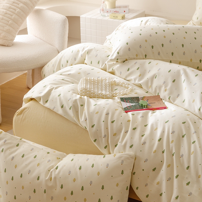 91家纺网 家纺一手货源 找家纺 爱思佳 2025新款加厚全棉磨毛单品套件系列-四件套 叶叶情深