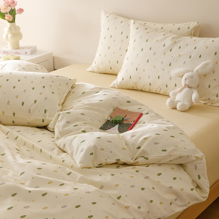 91家纺网 家纺一手货源 找家纺 爱思佳 2025新款加厚全棉磨毛单品套件系列-四件套 叶叶情深