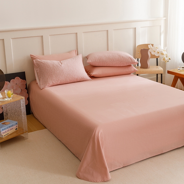 91家纺网 家纺一手货源 找家纺 爱思佳 2025新款加厚全棉磨毛单品套件系列-四件套 一生所爱-粉