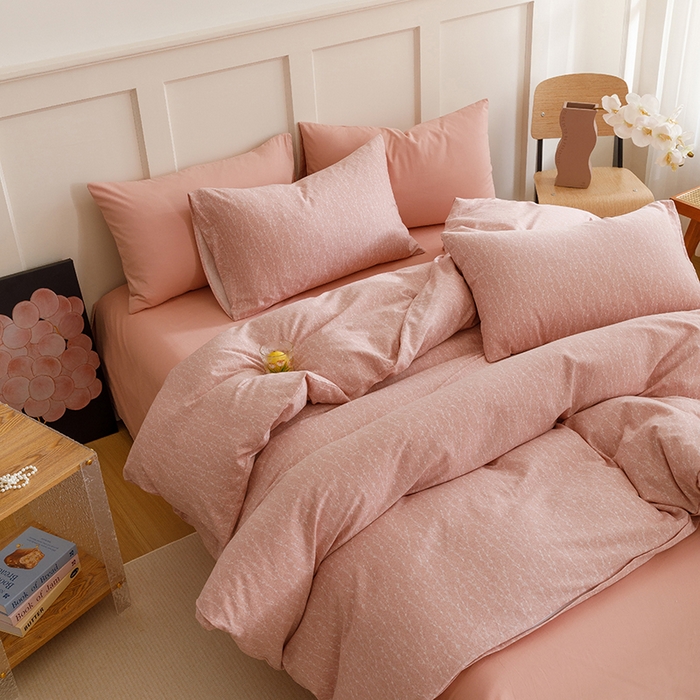 91家纺网 家纺一手货源 找家纺 爱思佳 2025新款加厚全棉磨毛单品套件系列-四件套 一生所爱-粉