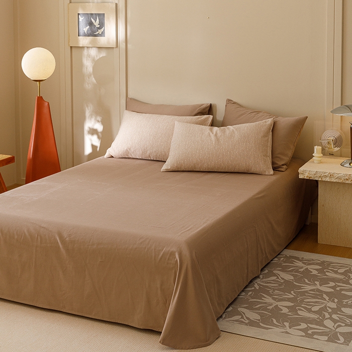 91家纺网 家纺一手货源 找家纺 爱思佳 2025新款加厚全棉磨毛单品套件系列-四件套 一生所爱-咖