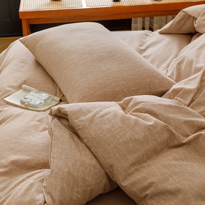 91家纺网 家纺一手货源 找家纺 爱思佳 2025新款加厚全棉磨毛单品套件系列-四件套 一生所爱-咖