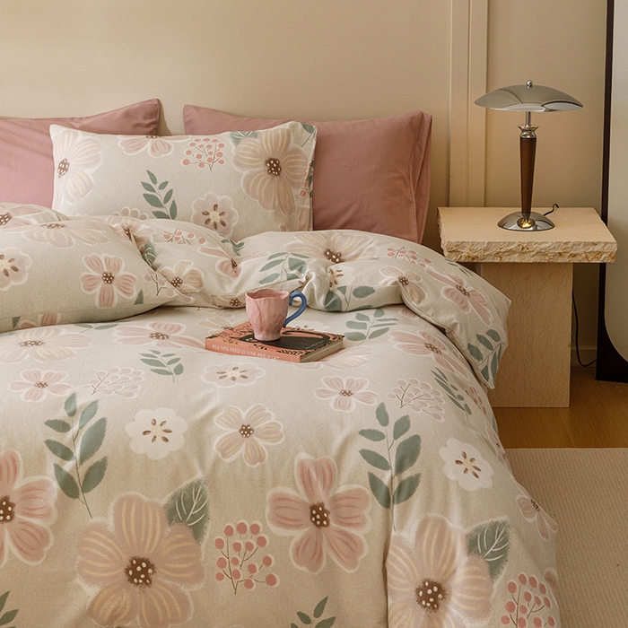 91家纺网 家纺一手货源 找家纺 爱思佳 2025新款加厚全棉磨毛单品套件系列-四件套 伊甸园