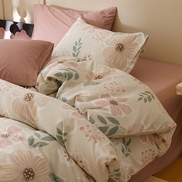 91家纺网 家纺一手货源 找家纺 爱思佳 2025新款加厚全棉磨毛单品套件系列-四件套 伊甸园