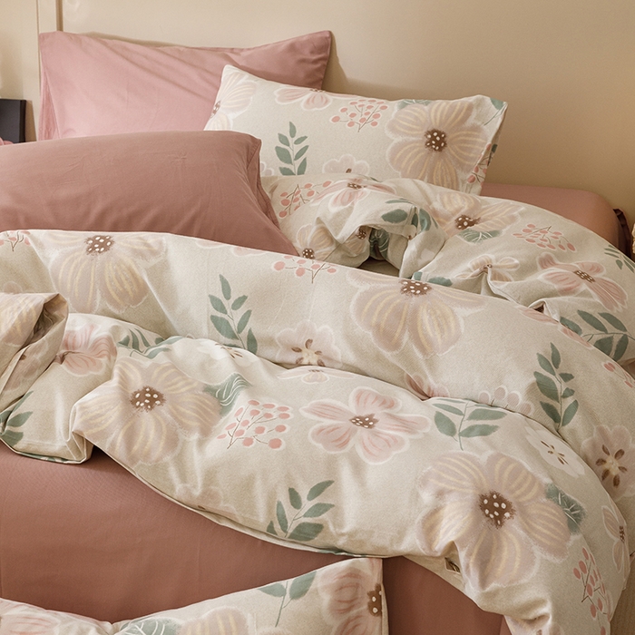 91家纺网 家纺一手货源 找家纺 爱思佳 2025新款加厚全棉磨毛单品套件系列-四件套 伊甸园