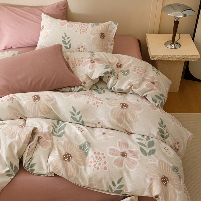 91家纺网 家纺一手货源 找家纺 爱思佳 2025新款加厚全棉磨毛单品套件系列-四件套 伊甸园