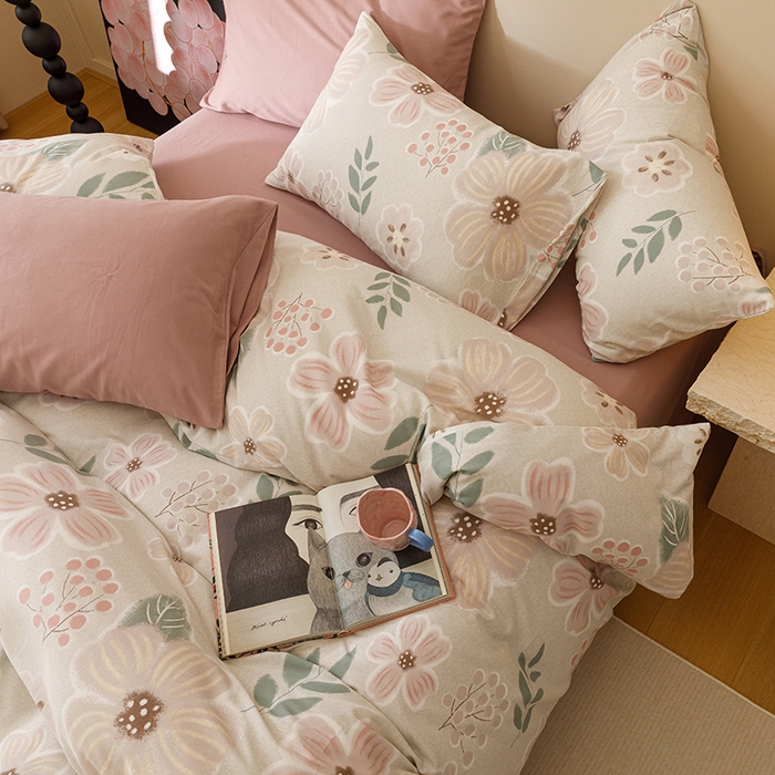 91家纺网 家纺一手货源 找家纺 爱思佳 2025新款加厚全棉磨毛单品套件系列-四件套 伊甸园