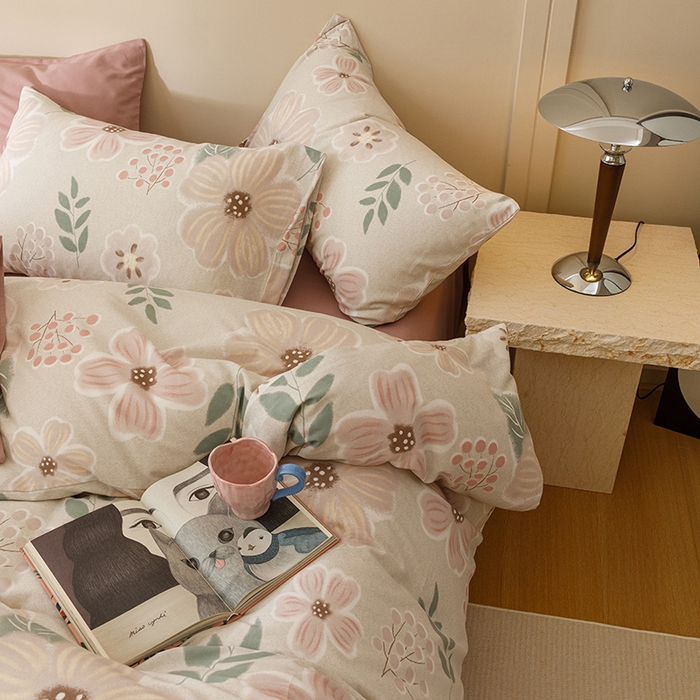 91家纺网 家纺一手货源 找家纺 爱思佳 2025新款加厚全棉磨毛单品套件系列-四件套 伊甸园