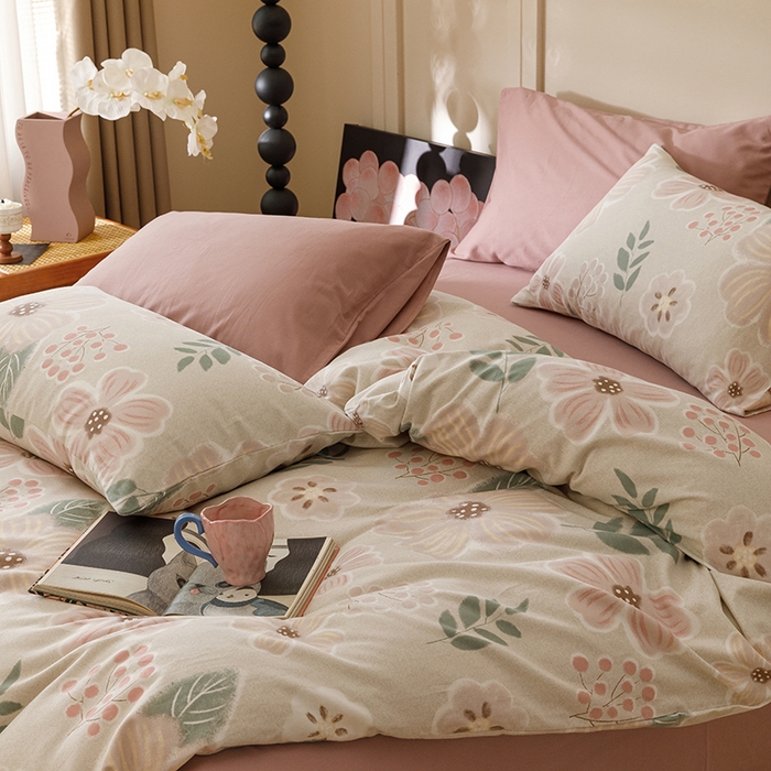 91家纺网 家纺一手货源 找家纺 爱思佳 2025新款加厚全棉磨毛单品套件系列-四件套 伊甸园