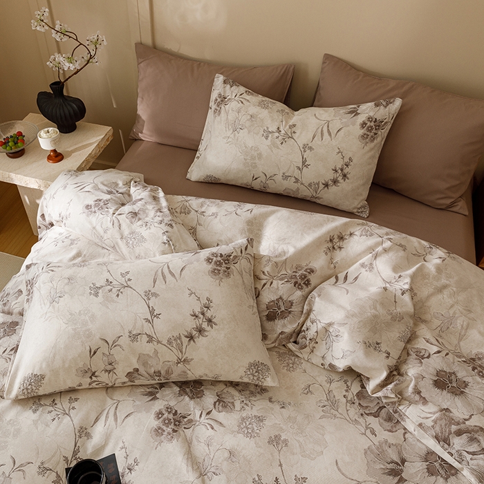 91家纺网 家纺一手货源 找家纺 爱思佳 2025新款加厚全棉磨毛单品套件系列-四件套 远黛灰