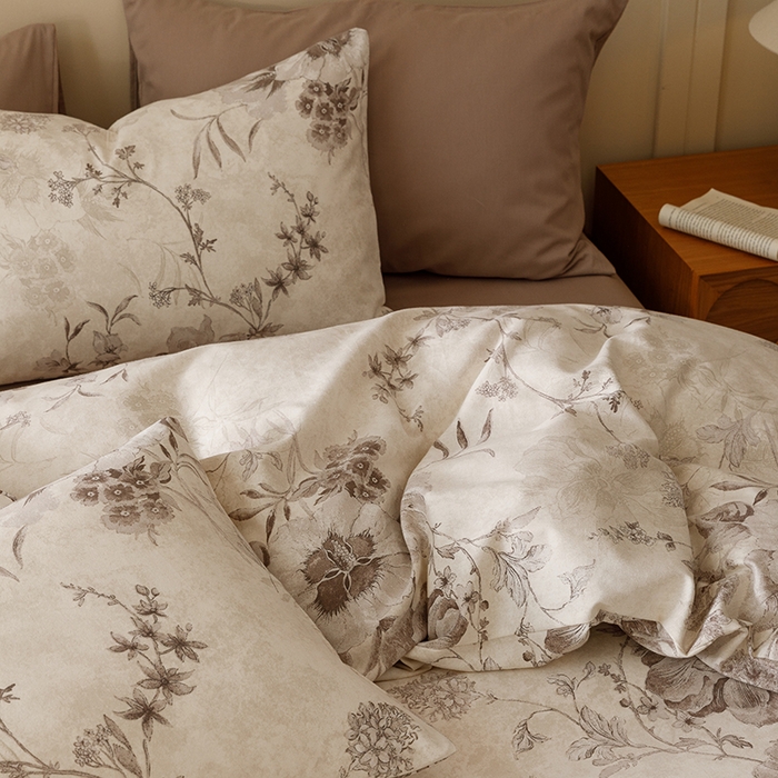 91家纺网 家纺一手货源 找家纺 爱思佳 2025新款加厚全棉磨毛单品套件系列-四件套 远黛灰