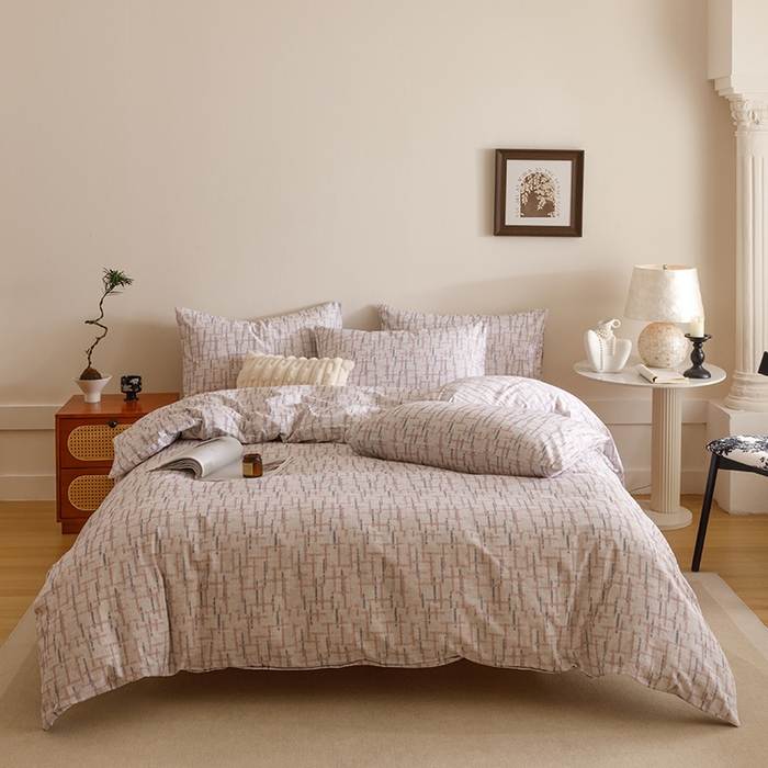 91家纺网 家纺一手货源 找家纺 爱思佳 2025新款加厚全棉磨毛单品套件系列-四件套 追影-豆沙