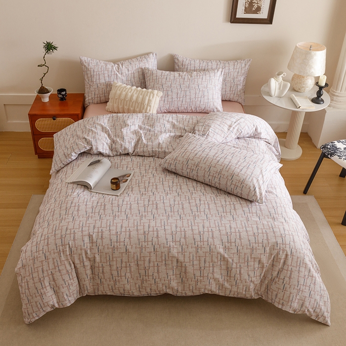 91家纺网 家纺一手货源 找家纺 爱思佳 2025新款加厚全棉磨毛单品套件系列-四件套 追影-豆沙