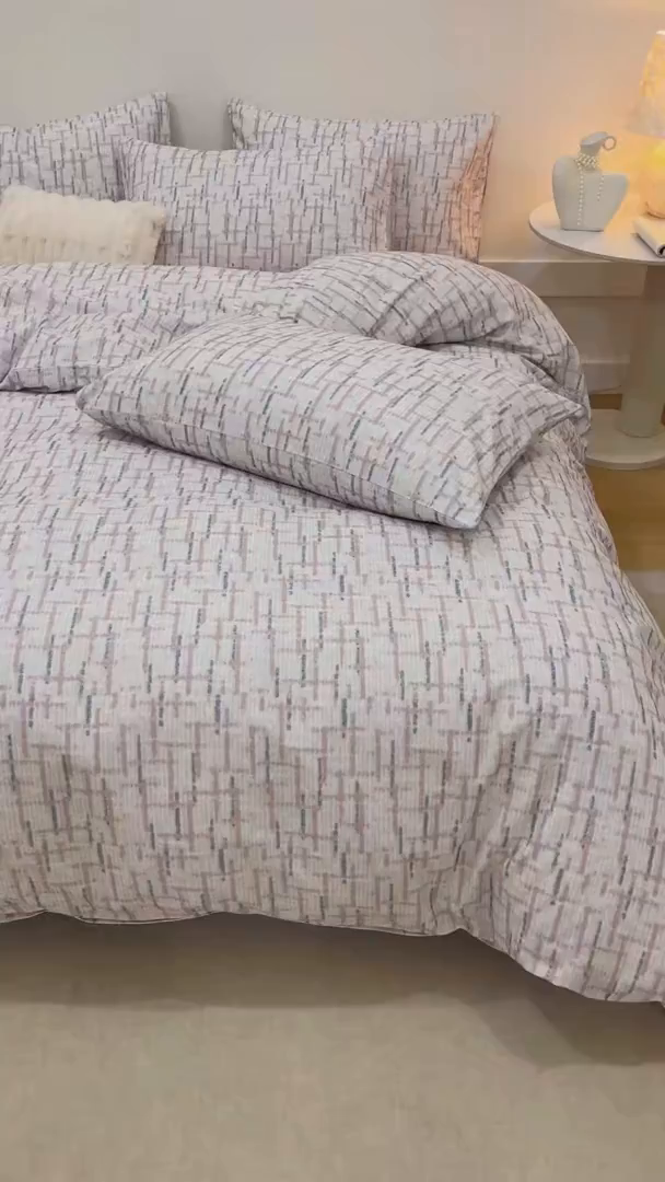 91家纺网 家纺一手货源 找家纺 爱思佳 2025新款加厚全棉磨毛单品套件系列-四件套 追影-豆沙