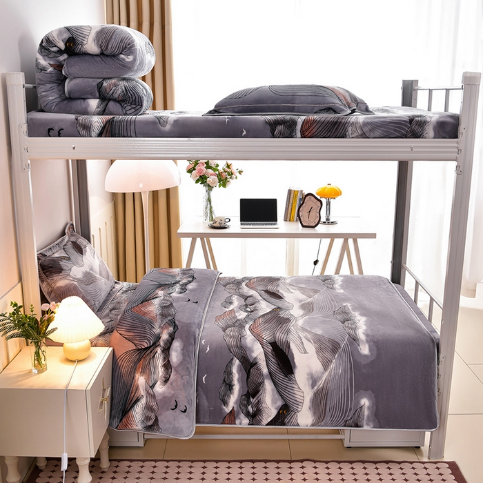 91家纺网 家纺一手货源 找家纺 硕喜 2025新款学生宿舍床系列牛奶绒学生三件套 锦绣河山