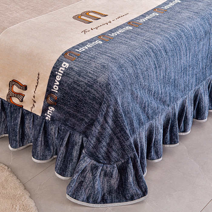 91家纺网 家纺一手货源 找家纺 硕喜 2025新款新8.5斤法莱绒四件套珊瑚牛奶金貂绒四件套床裙款 条纹密码